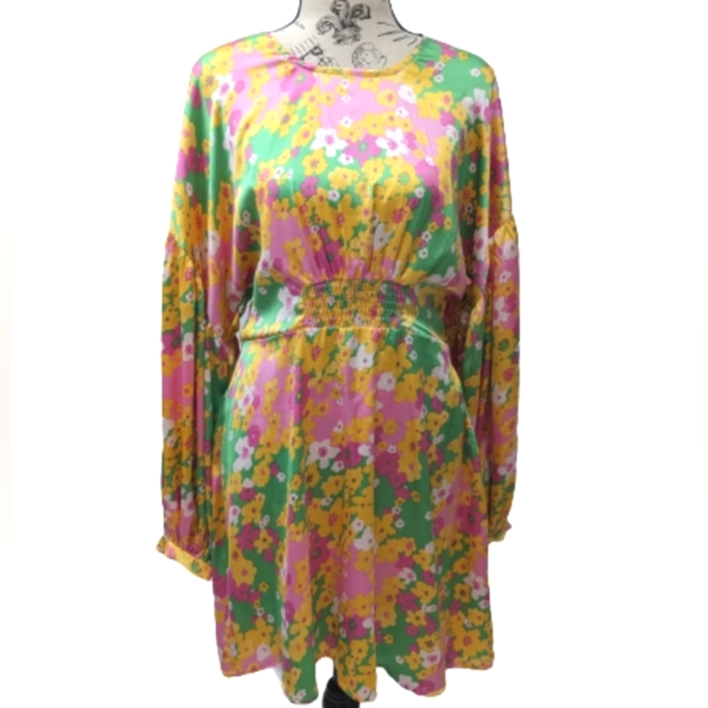 Asos floral long sleeves a-line dress